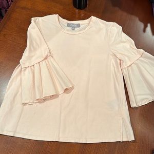 Light pink, peplum sleeve, tshirt material, size small